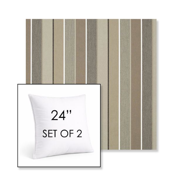 Picture of Milano Char | Set of 2 | Sunbrella 24" Square Outdoor Throw Pillows with Premium Inserts