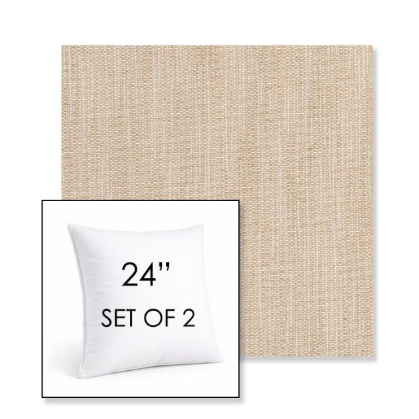 Picture of Nova Oat | Set of 2 | Sunbrella 24" Square Outdoor Throw Pillows with Premium Inserts