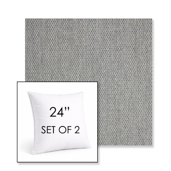 Picture of Pique Ash | Set of 2 | Sunbrella 24" Square Outdoor Throw Pillows with Premium Inserts