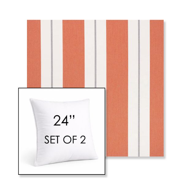 Picture of Relate Persimmon | Set of 2 | Sunbrella 24" Square Outdoor Throw Pillows with Premium Inserts