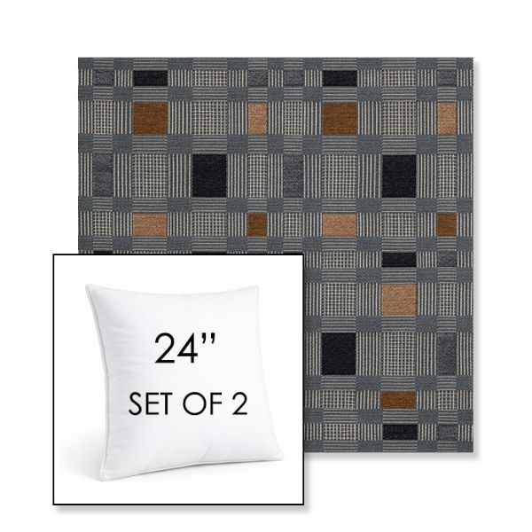 Picture of Rubix Vintage Denim | Set of 2 | Sunbrella 24" Square Outdoor Throw Pillows with Premium Inserts