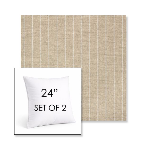 Picture of Ticking Dove | Set of 2 | Sunbrella 24" Square Outdoor Throw Pillows with Premium Inserts