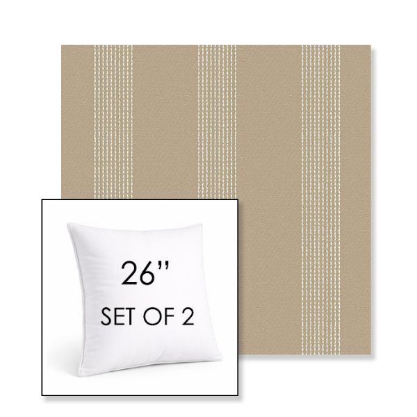 Picture of Caper Camel | Set of 2 | Sunbrella 26" Square Outdoor Throw Pillows with Premium Inserts
