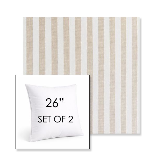 Picture of Costa Driftwood | Set of 2 | Sunbrella 26" Square Outdoor Throw Pillows with Premium Inserts