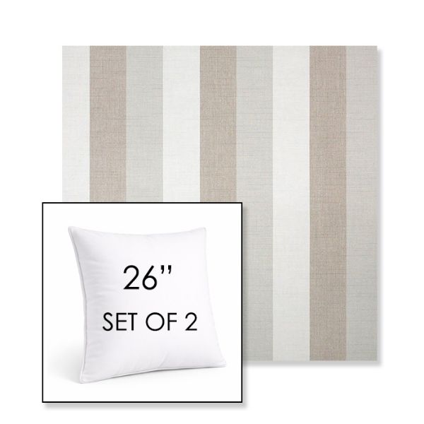 Picture of Direction Linen | Set of 2 | Sunbrella 26" Square Outdoor Throw Pillows with Premium Inserts