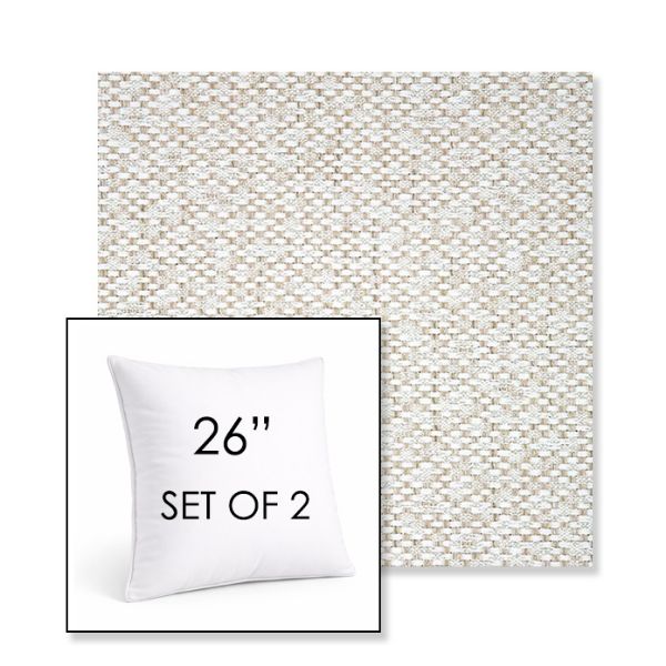 Picture of Dumont Stucco | Set of 2 | Sunbrella 26" Square Outdoor Throw Pillows with Premium Inserts