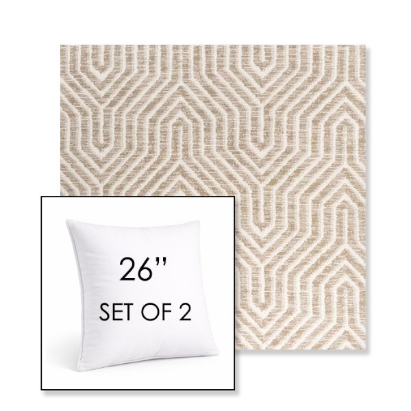 Picture of Etna Dune | Set of 2 | Sunbrella 26" Square Outdoor Throw Pillows with Premium Inserts
