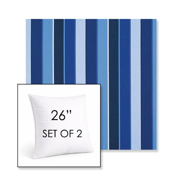 Picture of Milano Cobalt | Set of 2 | Sunbrella 26" Square Outdoor Throw Pillows with Premium Inserts