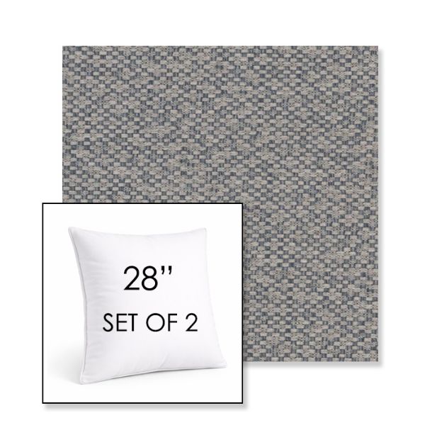 Picture of Dumont Slate | Set of 2 | Sunbrella 28" Square Outdoor Throw Pillows with Premium Inserts