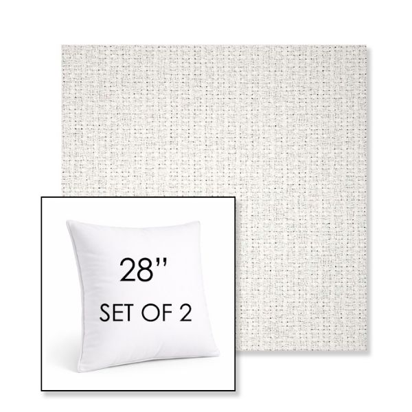 Picture of Dumont Snow | Set of 2 | Sunbrella 28" Square Outdoor Throw Pillows with Premium Inserts