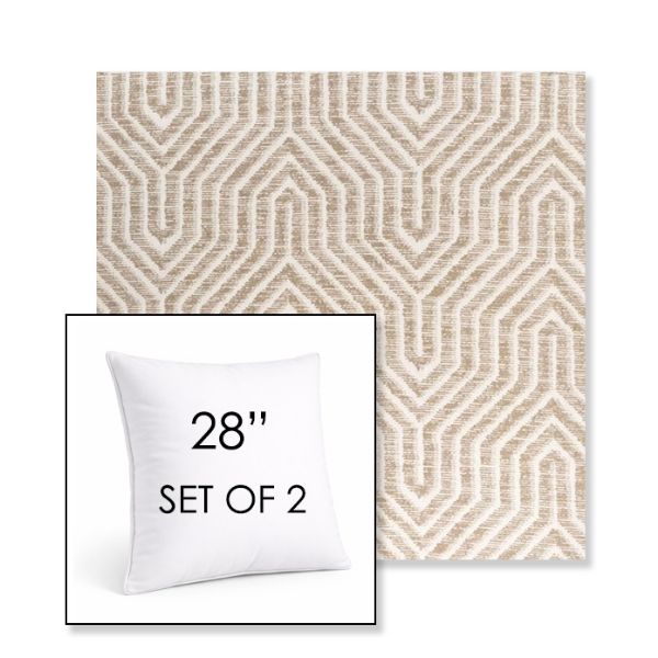 Picture of Etna Dune | Set of 2 | Sunbrella 28" Square Outdoor Throw Pillows with Premium Inserts