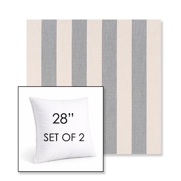 Picture of Leisure Denim | Set of 2 | Sunbrella 28" Square Outdoor Throw Pillows with Premium Inserts