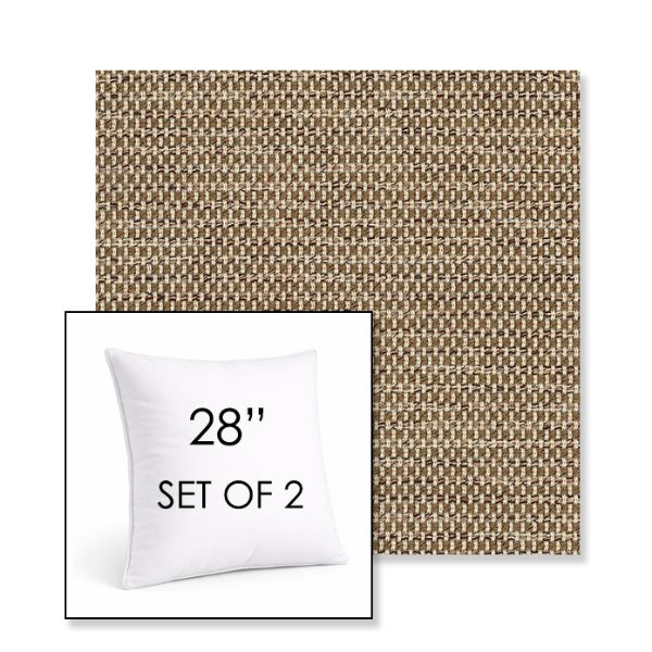 Picture of Mainstreet Latte | Set of 2 | Sunbrella 28" Square Outdoor Throw Pillows with Premium Inserts