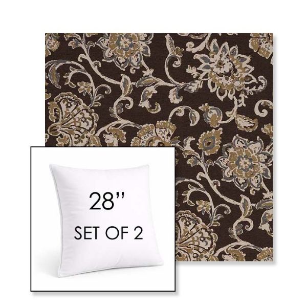 Picture of Martha Floral Garden Path | Set of 2 | Sunbrella 28" Square Outdoor Throw Pillows with Premium Inserts