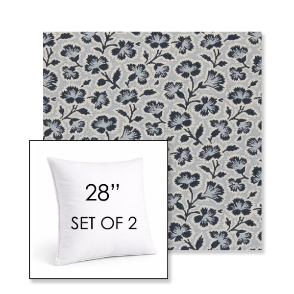 Picture of Mia Sapphire | Set of 2 | Sunbrella 28" Square Outdoor Throw Pillows with Premium Inserts