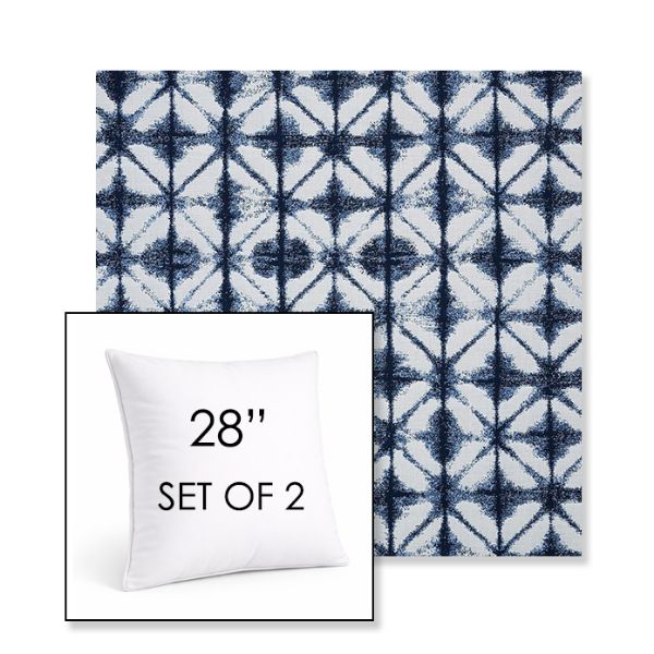 Picture of Midori Indigo | Set of 2 | Sunbrella 28" Square Outdoor Throw Pillows with Premium Inserts