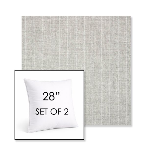 Picture of Ticking Fog | Set of 2 | Sunbrella 28" Square Outdoor Throw Pillows with Premium Inserts