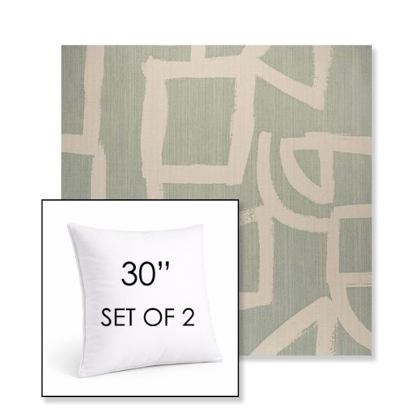 Picture of Brushstroke Duckegg | Set of 2 | Sunbrella 30" Square Outdoor Throw Pillows with Premium Inserts