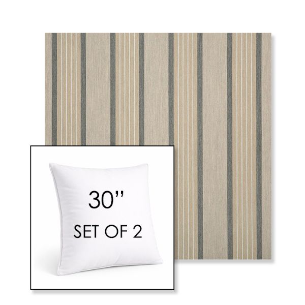 Picture of Cove Pebble | Set of 2 | Sunbrella 30" Square Outdoor Throw Pillows with Premium Inserts