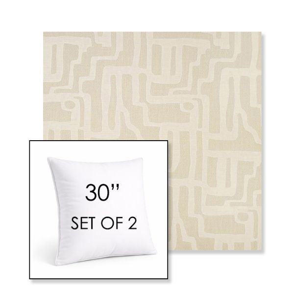 Picture of Escher Alabaster | Set of 2 | Sunbrella 30" Square Outdoor Throw Pillows with Premium Inserts