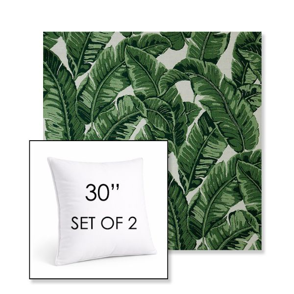 Picture of Tropics Jungle | Set of 2 | Sunbrella 30" Square Outdoor Throw Pillows with Premium Inserts