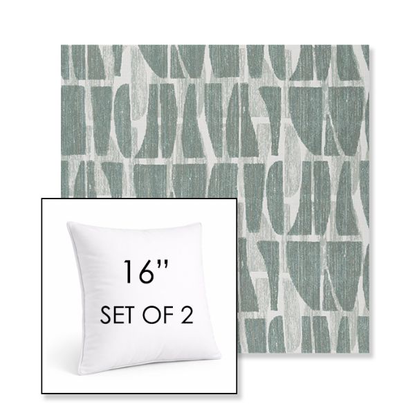 Picture of Scheme Mist | Set of 2 | Sunbrella 16" Square Outdoor Throw Pillows with Premium Inserts