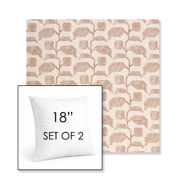 Picture of Lola Clay | Set of 2 | Sunbrella 18" Square Outdoor Throw Pillows with Premium Inserts