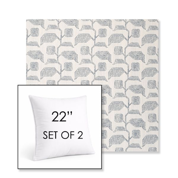 Picture of Lola Slate | Set of 2 | Sunbrella 22" Square Outdoor Throw Pillows with Premium Inserts