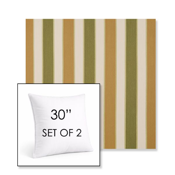 Picture of Varsity Pesto Parmesan | Set of 2 | Sunbrella 30" Square Outdoor Throw Pillows with Premium Inserts