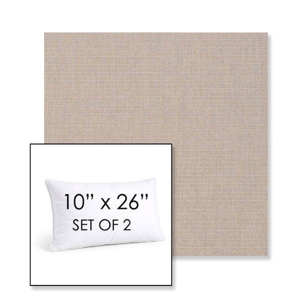 Picture of Ambrose Flax | Set of 2 | 10" X 26" Sunbrella Outdoor Throw Pillows with Premium Inserts