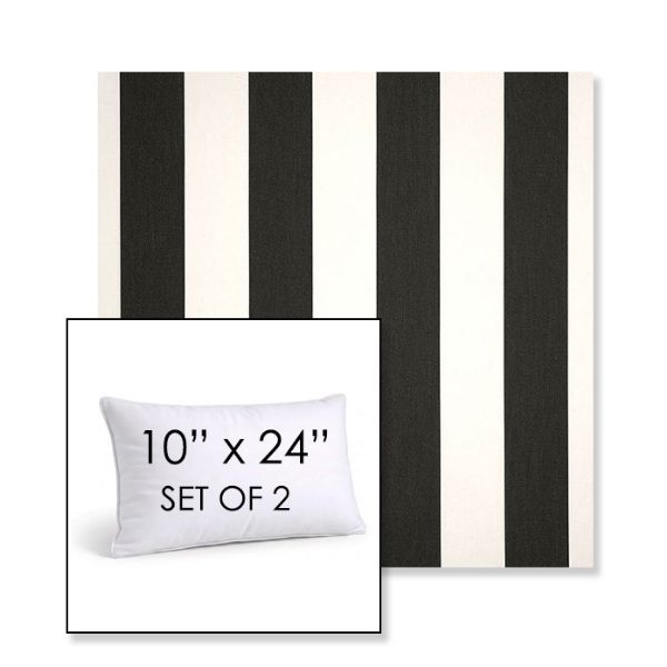 Picture of Cabana Classic | Set of 2 | 10" X 24" Sunbrella Outdoor Throw Pillows with Premium Inserts