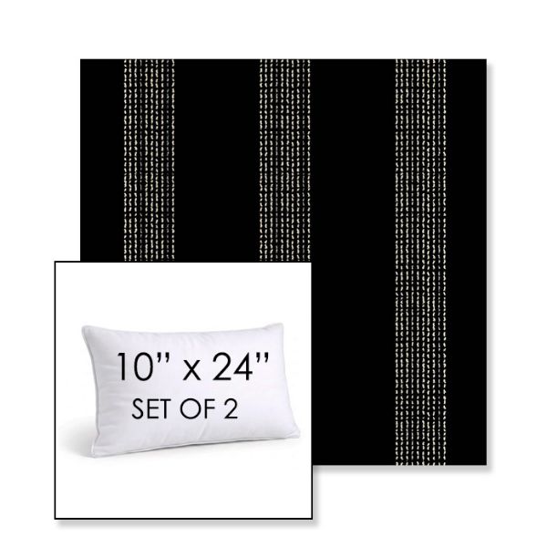 Picture of Caper Onyx | Set of 2 | 10" X 24" Sunbrella Outdoor Throw Pillows with Premium Inserts