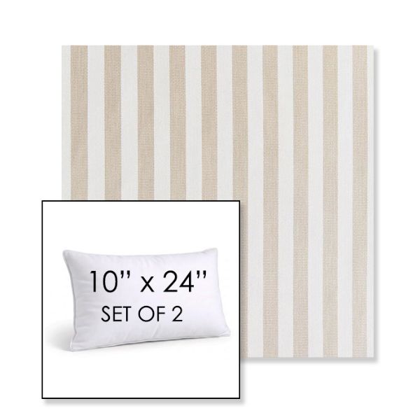 Picture of Costa Driftwood | Set of 2 | 10" X 24" Sunbrella Outdoor Throw Pillows with Premium Inserts