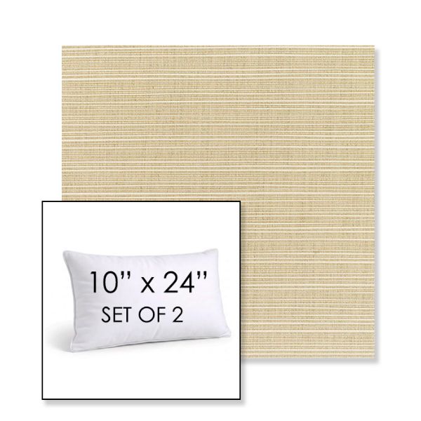 Picture of Dupione Sand | Set of 2 | 10" X 24" Sunbrella Outdoor Throw Pillows with Premium Inserts
