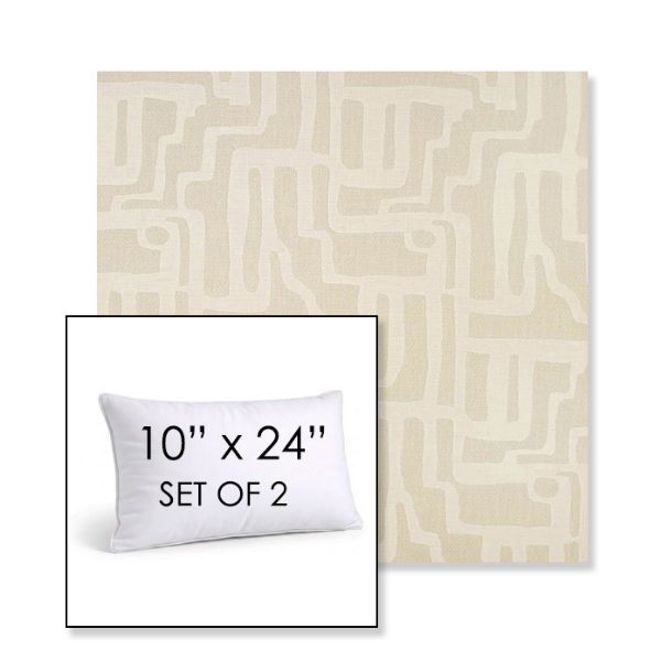 Picture of Escher Alabaster | Set of 2 | 10" X 24" Sunbrella Outdoor Throw Pillows with Premium Inserts