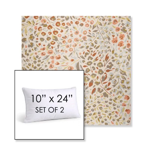 Picture of Flora Sunset | Set of 2 | 10" X 24" Sunbrella Outdoor Throw Pillows with Premium Inserts