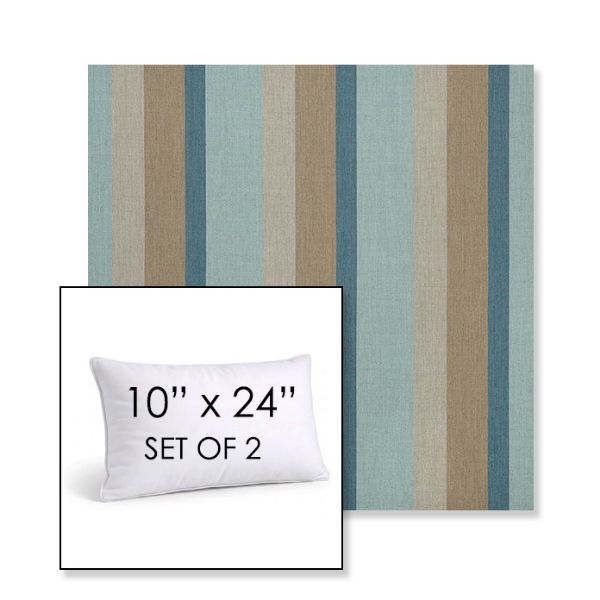 Picture of Gateway Mist | Set of 2 | 10" X 24" Sunbrella Outdoor Throw Pillows with Premium Inserts
