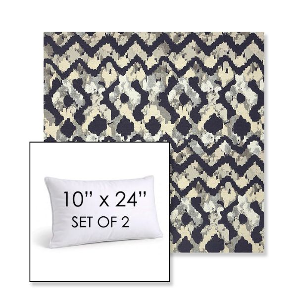 Picture of Inga Midnight | Set of 2 | 10" X 24" Sunbrella Outdoor Throw Pillows with Premium Inserts