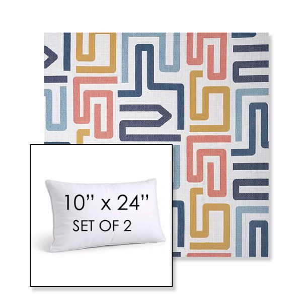 Picture of Labyrinth Fiesta | Set of 2 | 10" X 24" Sunbrella Outdoor Throw Pillows with Premium Inserts