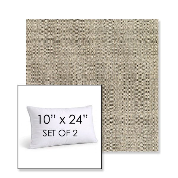 Picture of Linen Stone | Set of 2 | 10" X 24" Sunbrella Outdoor Throw Pillows with Premium Inserts