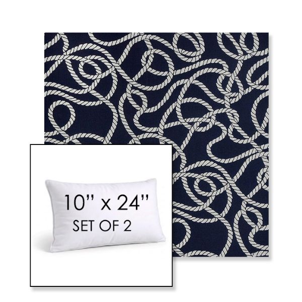 Picture of Maritime Nautical | Set of 2 | 10" X 24" Sunbrella Outdoor Throw Pillows with Premium Inserts