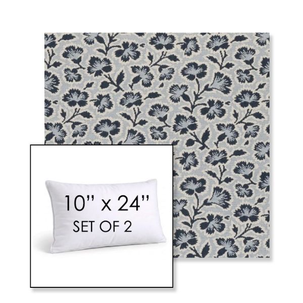 Picture of Mia Sapphire | Set of 2 | 10" X 24" Sunbrella Outdoor Throw Pillows with Premium Inserts