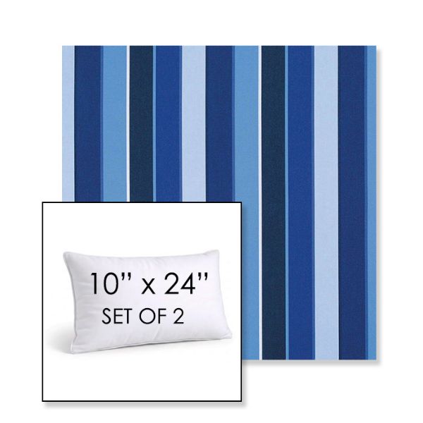 Picture of Milano Cobalt | Set of 2 | 10" X 24" Sunbrella Outdoor Throw Pillows with Premium Inserts