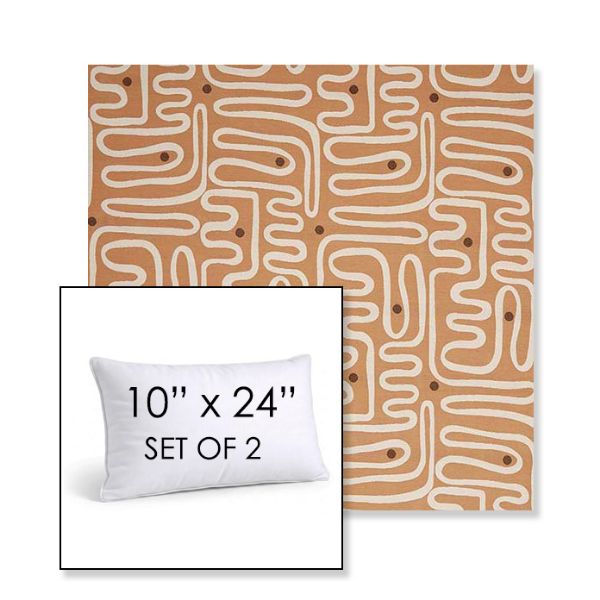Picture of Nema Peachwood | Set of 2 | 10" X 24" Sunbrella Outdoor Throw Pillows with Premium Inserts
