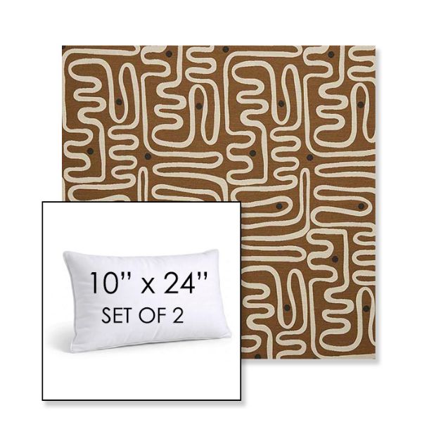 Picture of Nema Teak | Set of 2 | 10" X 24" Sunbrella Outdoor Throw Pillows with Premium Inserts