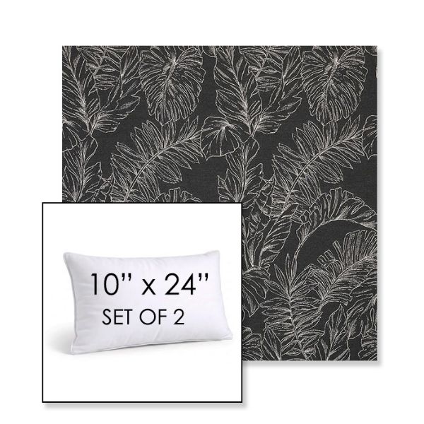 Picture of Palma Shadow | Set of 2 | 10" X 24" Sunbrella Outdoor Throw Pillows with Premium Inserts