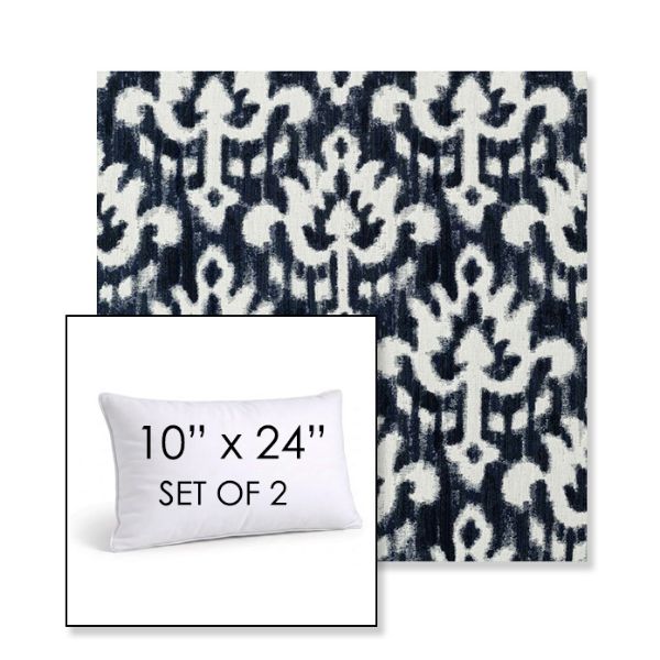 Picture of Patra Indigo | Set of 2 | 10" X 24" Sunbrella Outdoor Throw Pillows with Premium Inserts