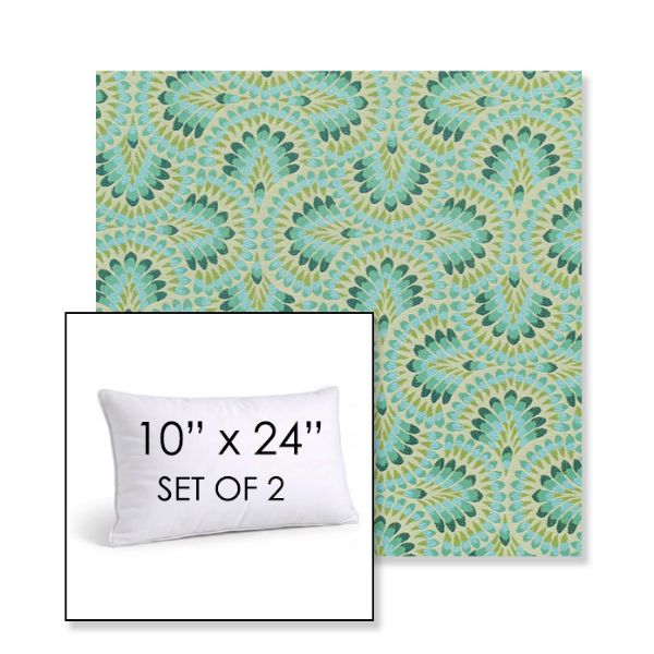 Picture of Plume Peacock | Set of 2 | 10" X 24" Sunbrella Outdoor Throw Pillows with Premium Inserts