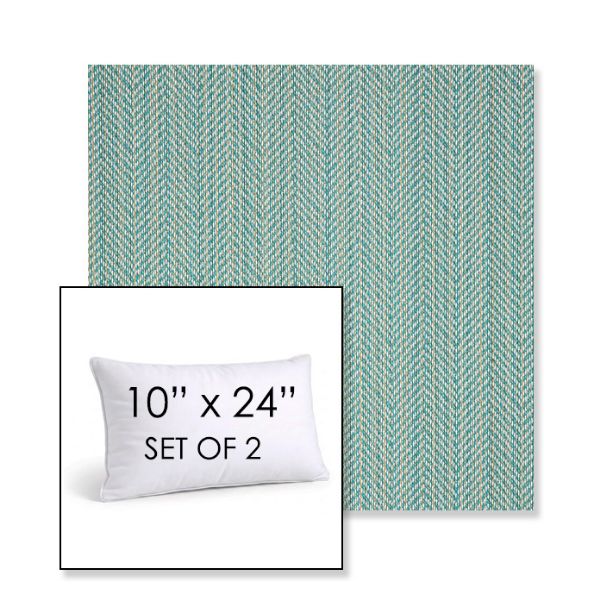 Picture of Posh Aqua | Set of 2 | 10" X 24" Sunbrella Outdoor Throw Pillows with Premium Inserts