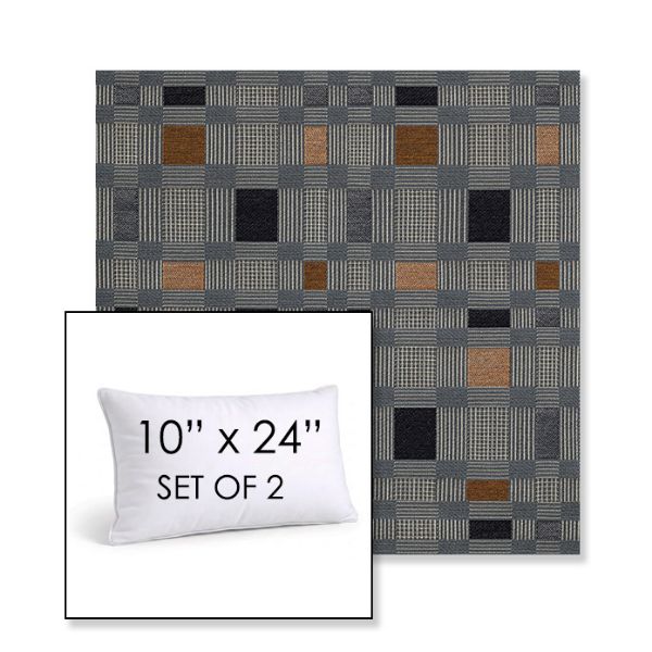 Picture of Rubix Vintage Denim | Set of 2 | 10" X 24" Sunbrella Outdoor Throw Pillows with Premium Inserts